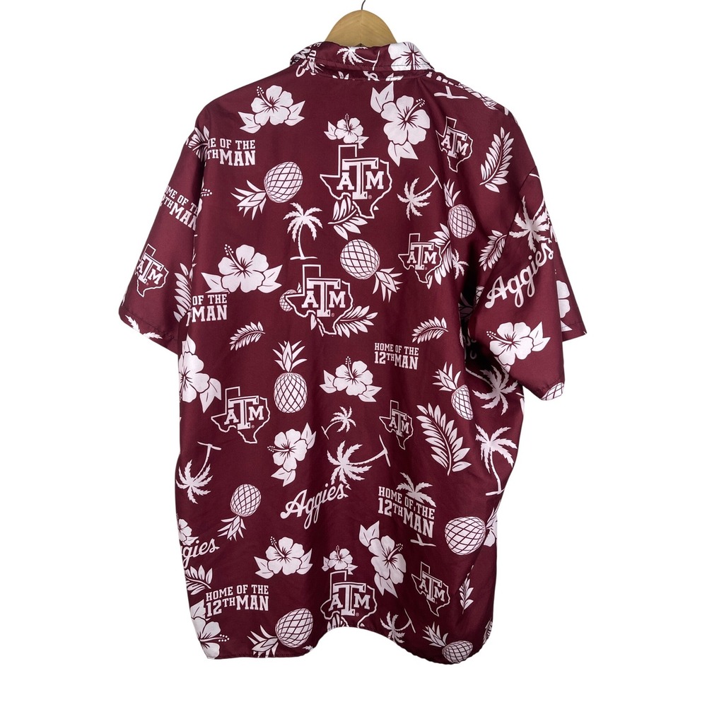 Texas A&M Aggies Hawaiian Shirt Mens XL Maroon 12th Man Tropical NCAA - Picture 2 of 5